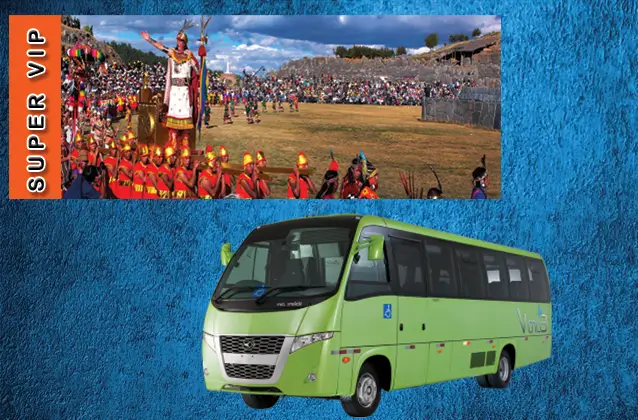 Inti Raymi 2027 ticket. Orange section + tour bus