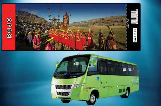 Inti Raymi 2027 ticket. Red section + tour bus
